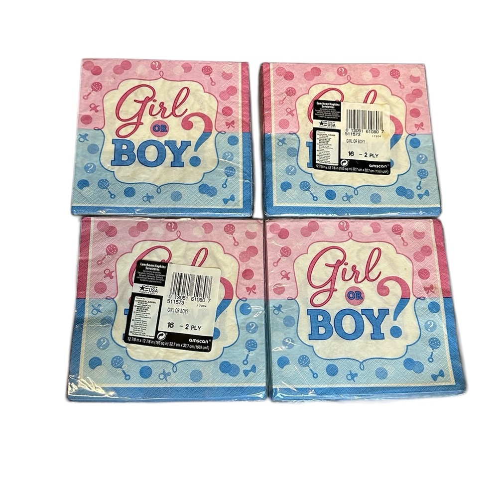 Gender Reveal Napkins - Girl or Boy Pink and Blue